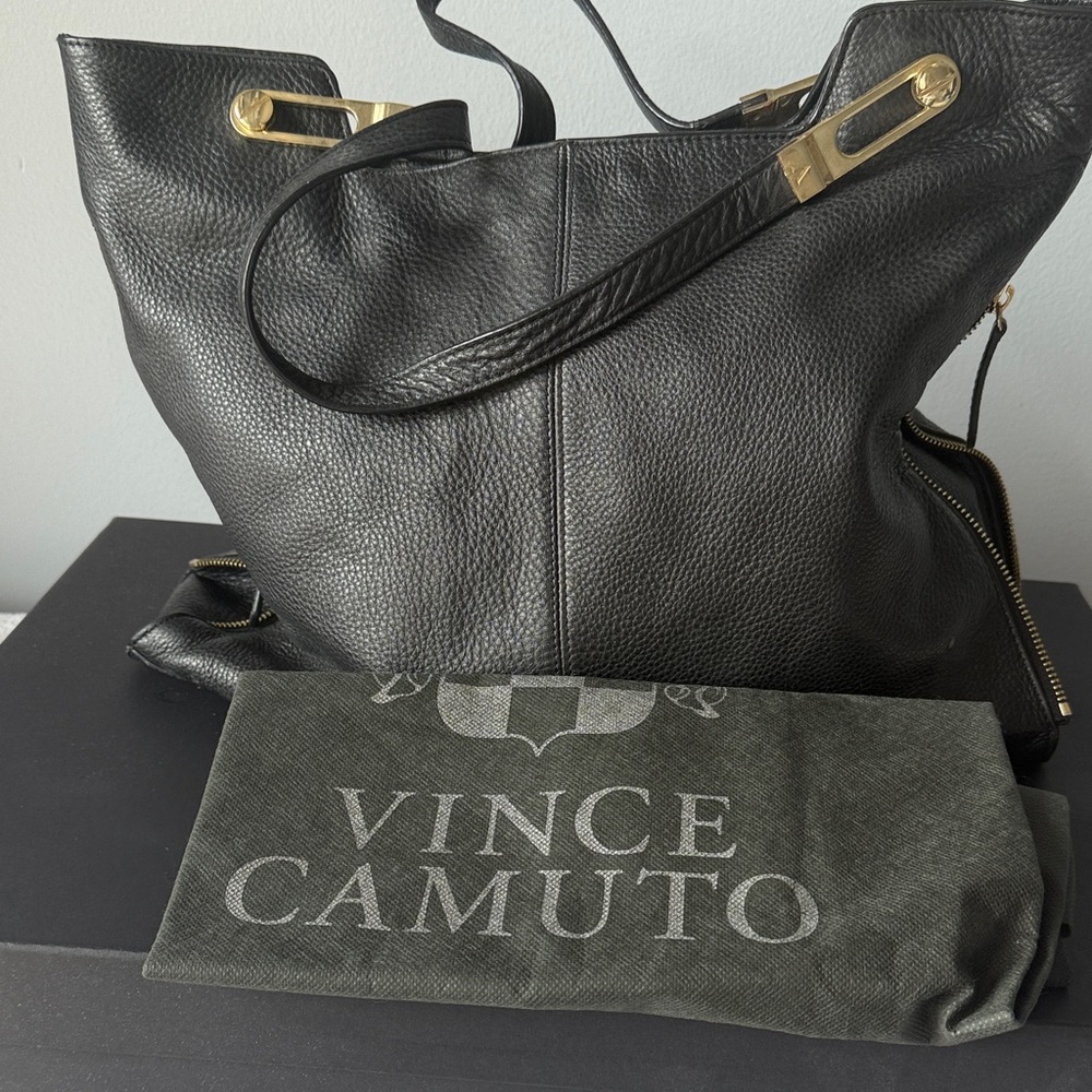 Vince Camuto Black Tote with Gold Accents